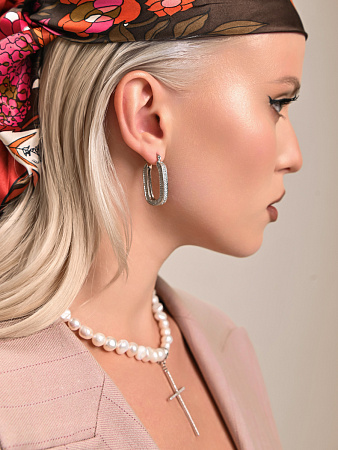 Серьги-кольца из кристаллов