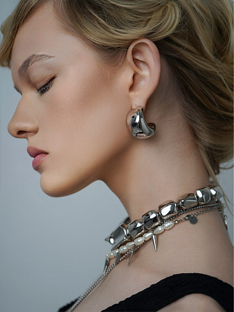 Дутые серьги-полукольца