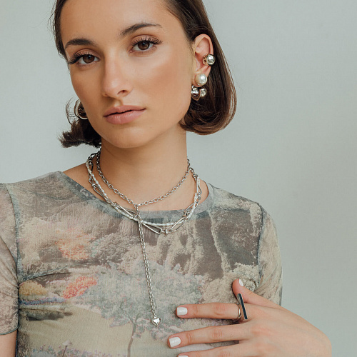 Двойная подвеска с перламутром Двойная подвеска с перламутром