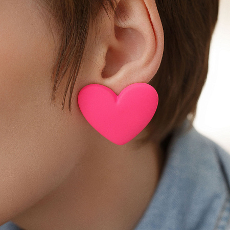 Матовые пусеты-сердца