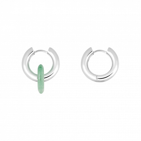 Серьги-кольца с нефритом
