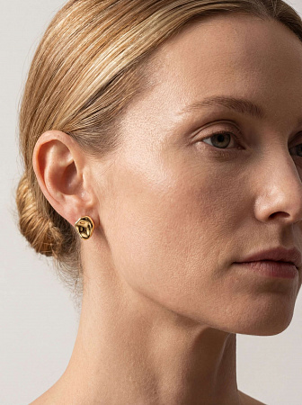 Мятые серьги-пусеты мини