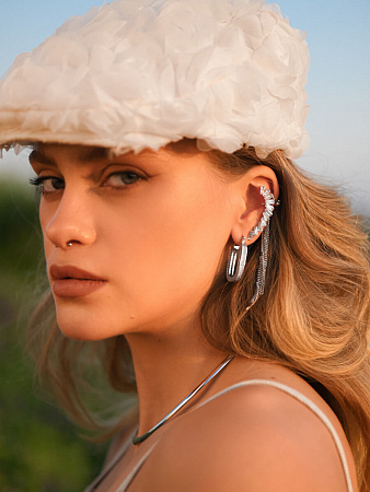 Серьги-кольца из кристаллов